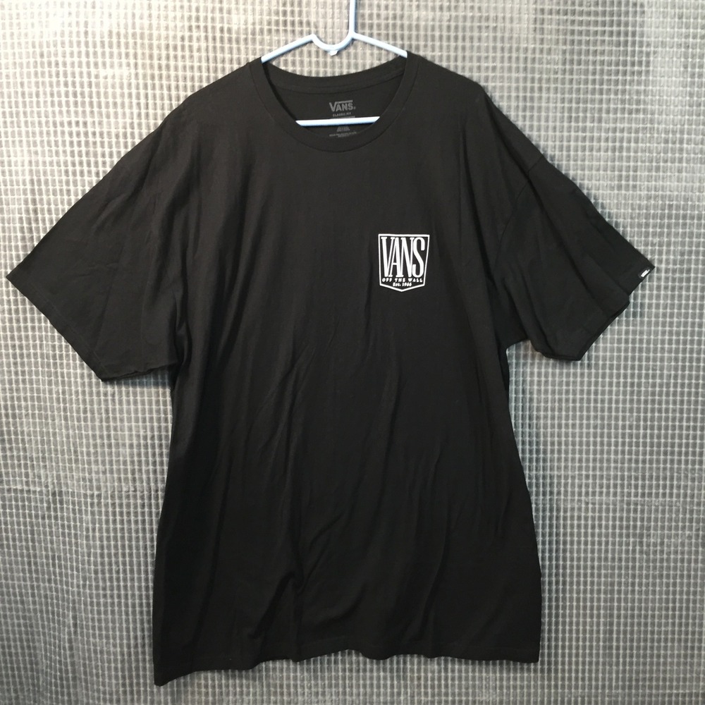 Vans Off The‎ Wall Mens XXL Black Graphic T-Shirt Custom Classic Est 1966 Cotton